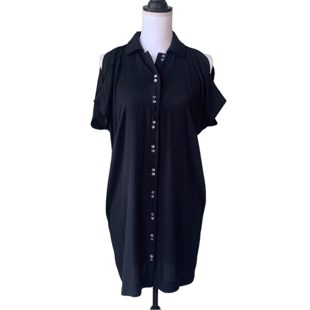 RACHEL ROY BLACK BUTTON DOWN SHIRT DRESS